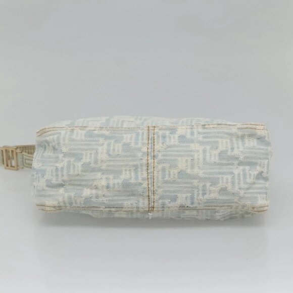 FENDI Zucca Canvas Shoulder Bag Denim Light Blue Gold Auth 140817 - Picture 7 of 16